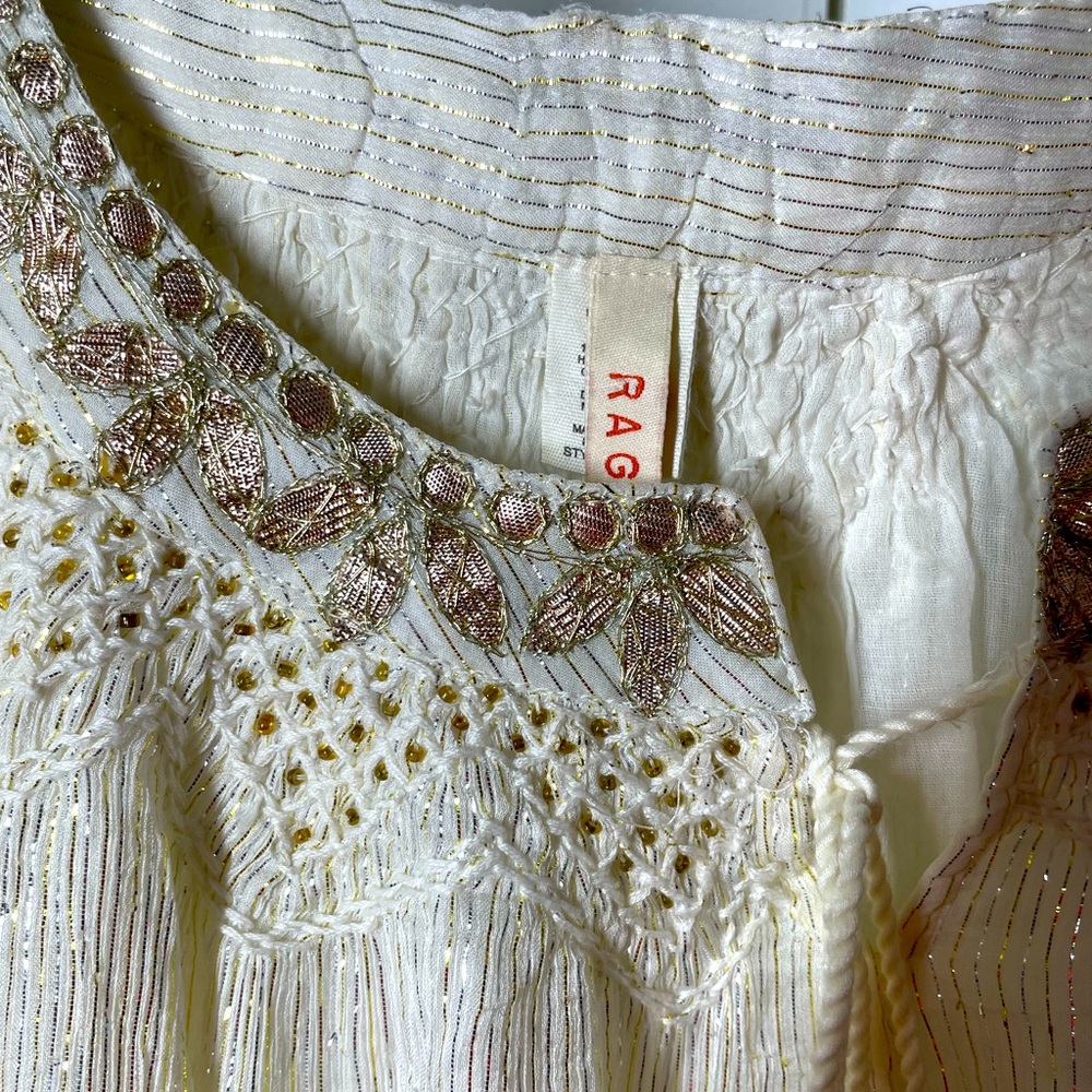 Anthropology RAGA Madi Shimmer Lined Peasant Top S - Picture 7 of 9